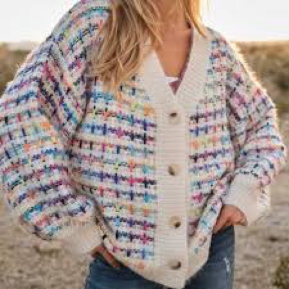 Flying Tomato Sweaters - A. Calin By Flying Tomato Oversized Textured Button Down Long Sleeve Sweater